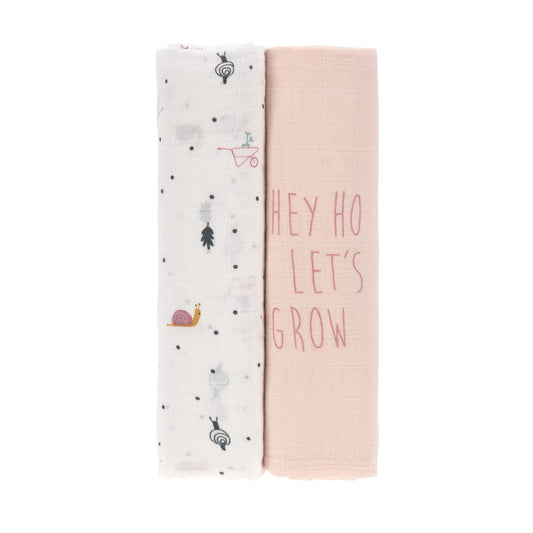 Lässig Mulltücher 2er Set 120x 120 cm - Garden Explorer Snail, Musselintücher