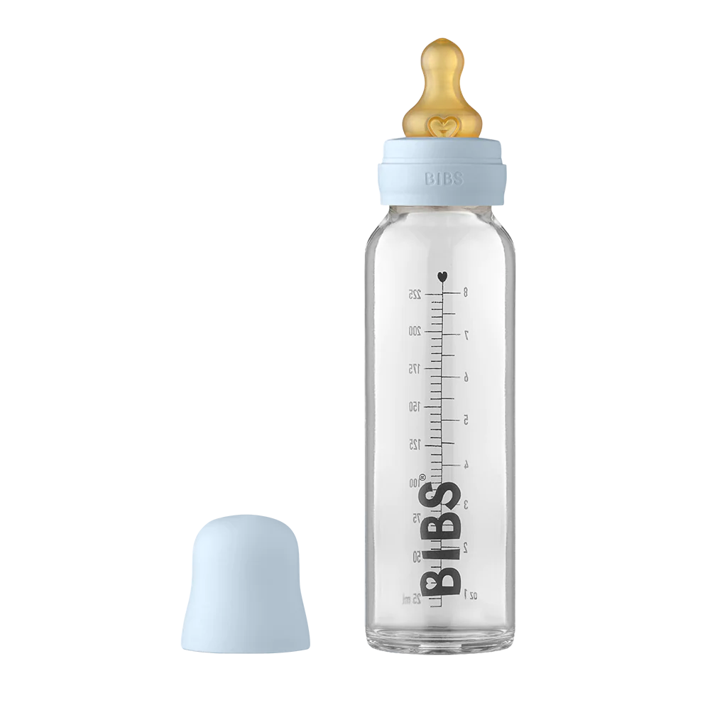 BIBS Baby Glass Bottle Complete Set 225ml Baby Blue