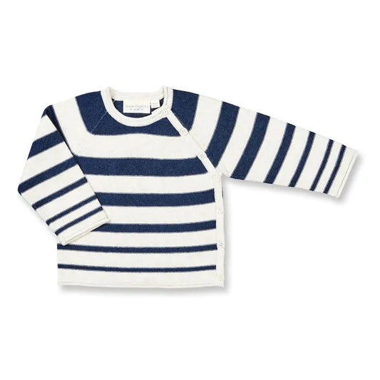 Sense Organics P. Picasso Baby Strickpullover Wickelshirt navy stripes