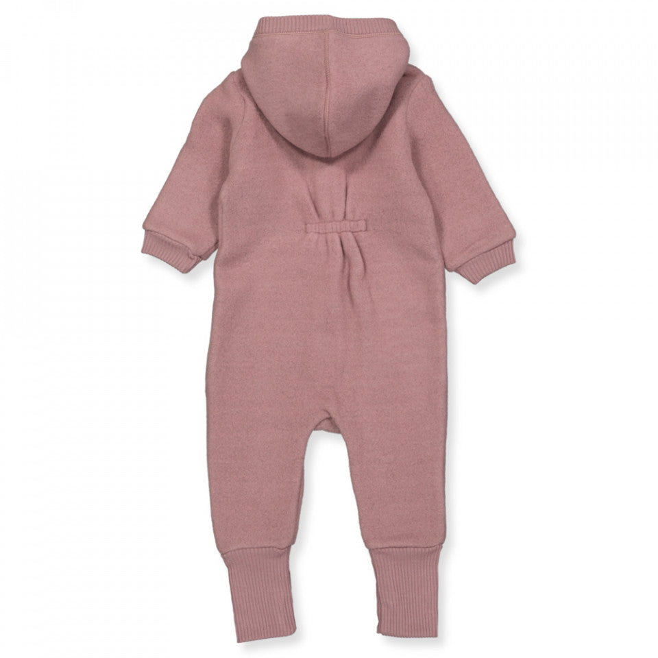 Mikk-Line Babyoverall mit Kapuze, Wollfleece, Burlwood