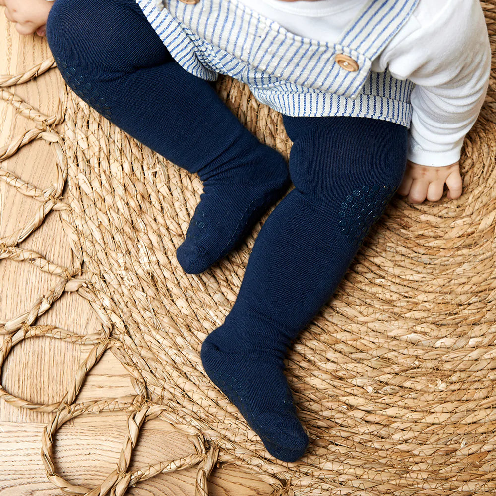 GoBabyGo Krabbelstrumpfhose Navy Blue, Baumwolle