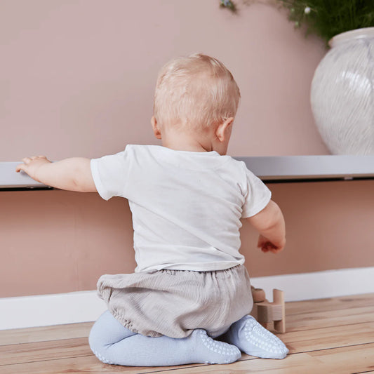 GoBabyGo Krabbelstrumpfhose Baumwolle Sky Blue