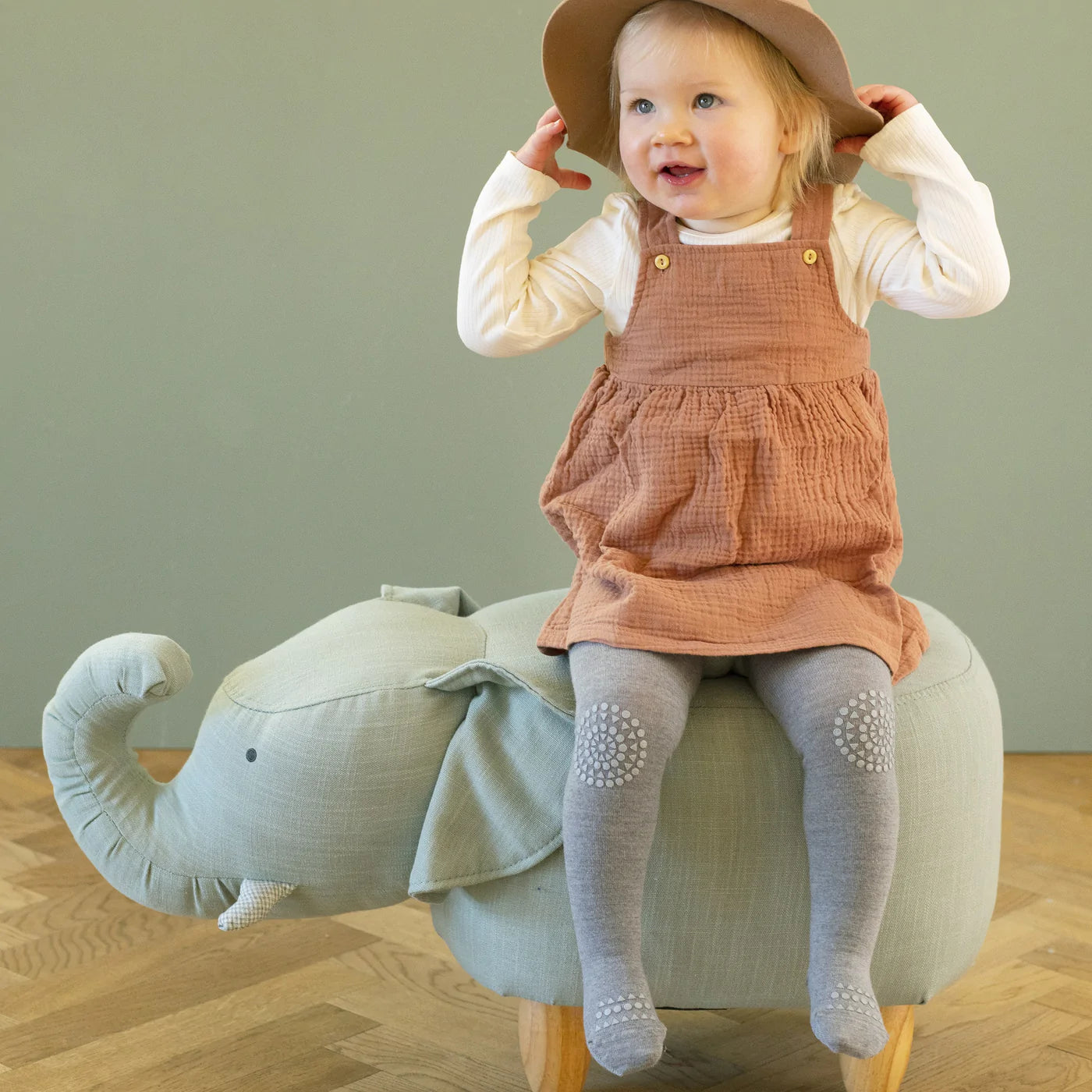 GoBabyGo Krabbelstrumpfhose aus Wolle Grey Melange