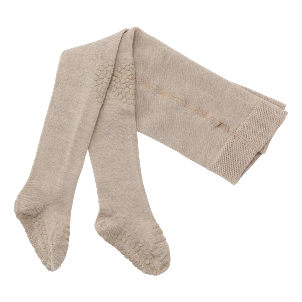 GoBabyGo Krabbelstrumpfhose aus Wolle Sand