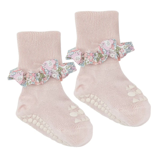 GoBabyGo Rutschfeste Socken Bambus Soft Pink x Liberty