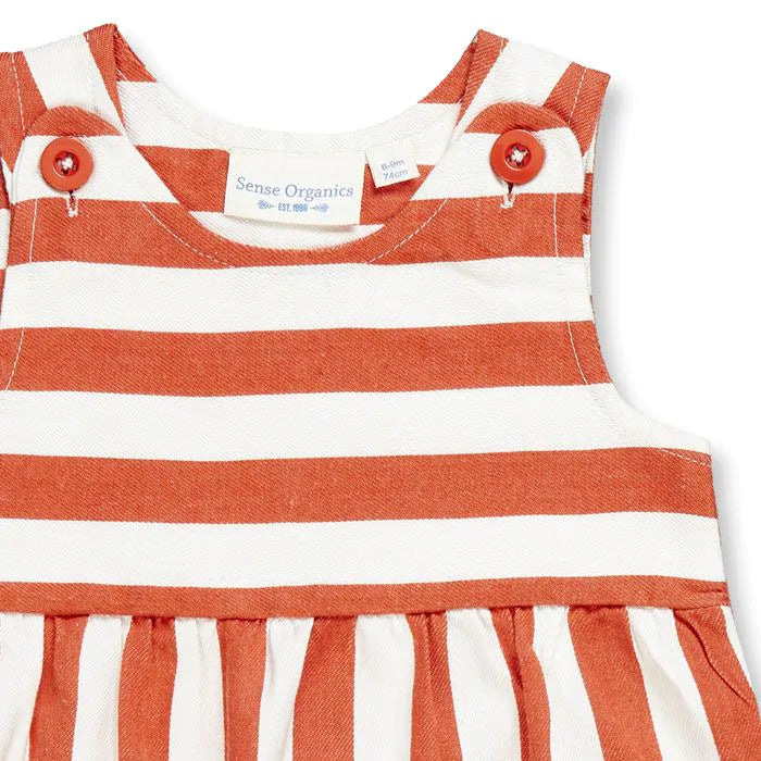 Sense Organics Badu Baby trägerloser Strampler rusty red stripes