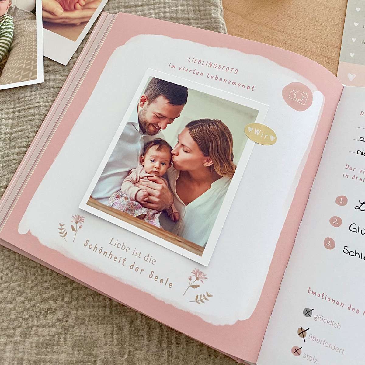 Mintkind Babytagebuch "Dein erstes Jahr" Blumen rosa