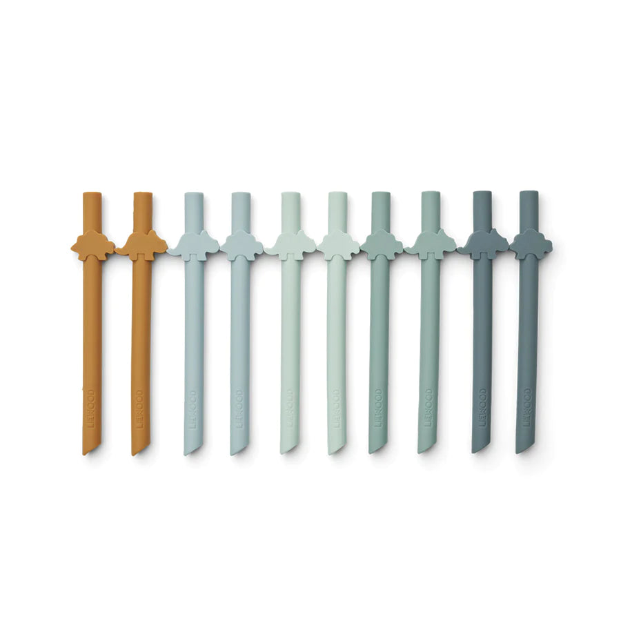Liewood Badu Straw 10-Pack Dino Dusty Mint Multi Mix