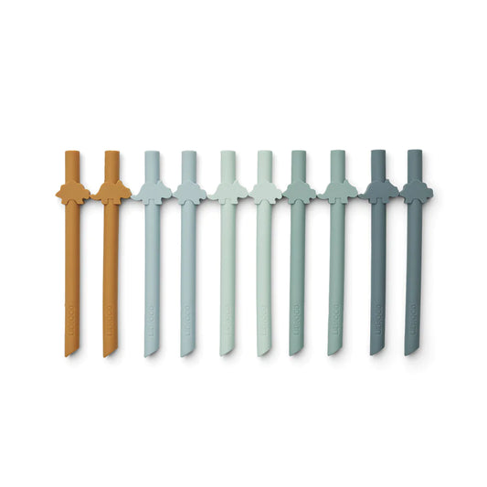 Liewood Badu Straw 10-Pack Dino Dusty Mint Multi Mix