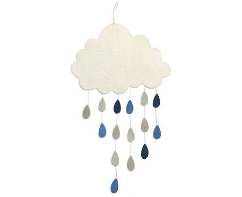 Gamcha Mobile Wolke mit Regentropfen blau