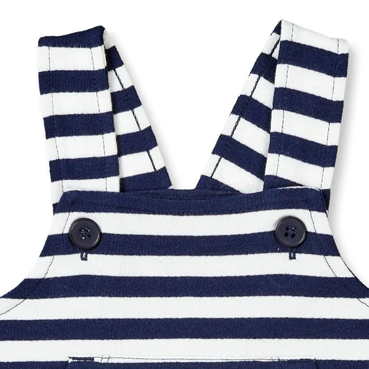 Sense Organics Fabio Baby Short Sweat Latzhose navy stripes