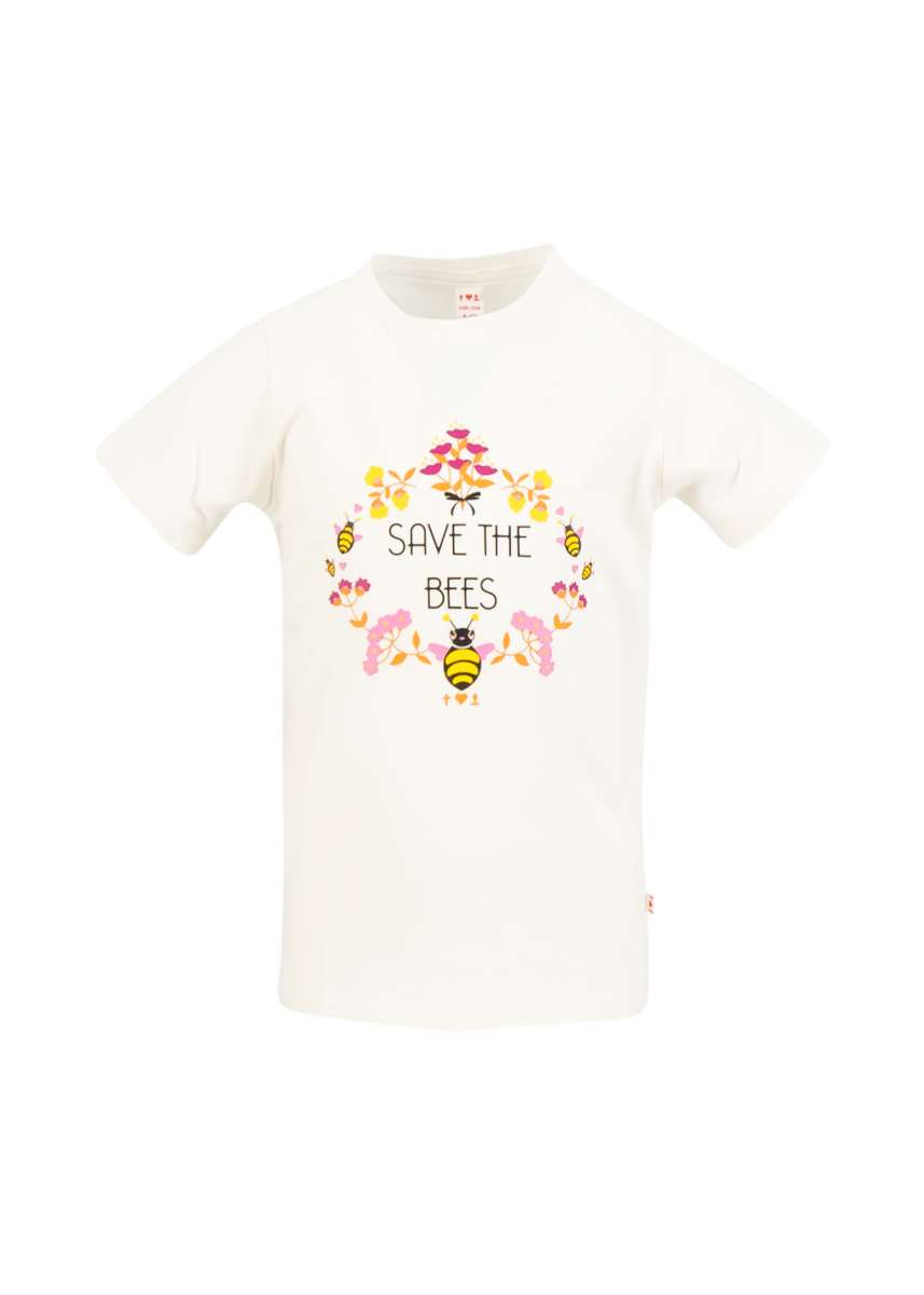 Blutsgeschwister Kinderstark Shirt, creamy camellia, Bienen, weiß