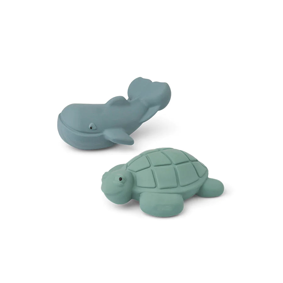 Liewood Ned Badespielzeug 2-Pack Wal und Schildkröte Peppermint Whale Blue Mix