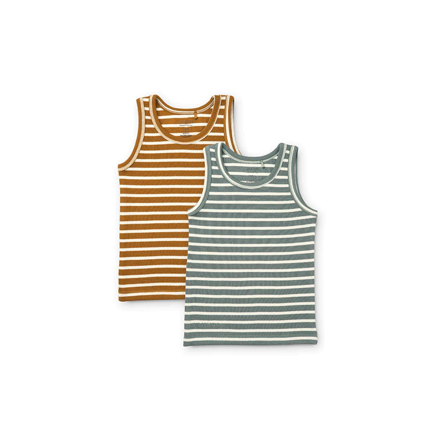 Liewood Faris Tank Taop 2-Pack Stripe blue fog multi mix