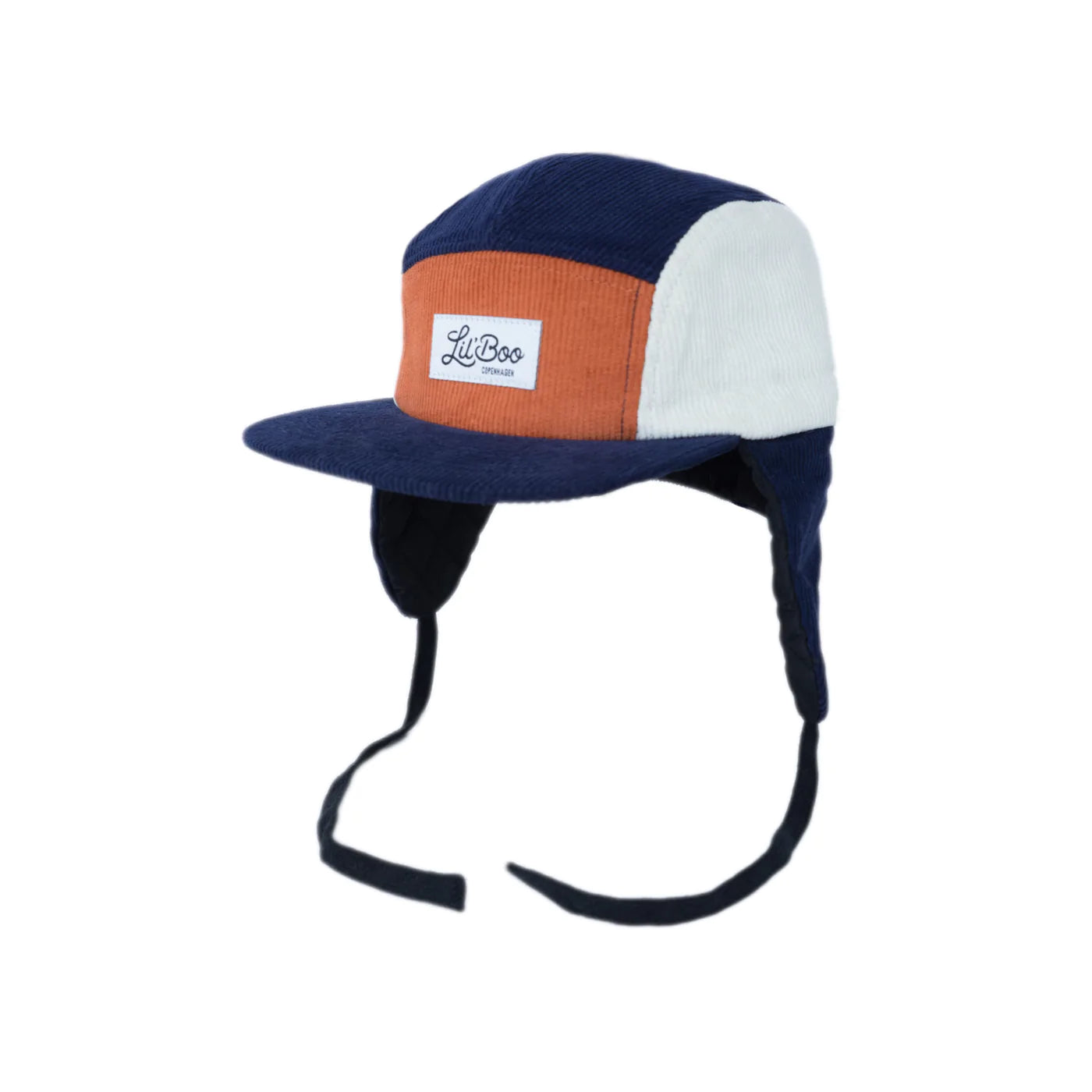 Lil Boo Block Cord-Cappy mit Ohrenwärmer, navy caramel