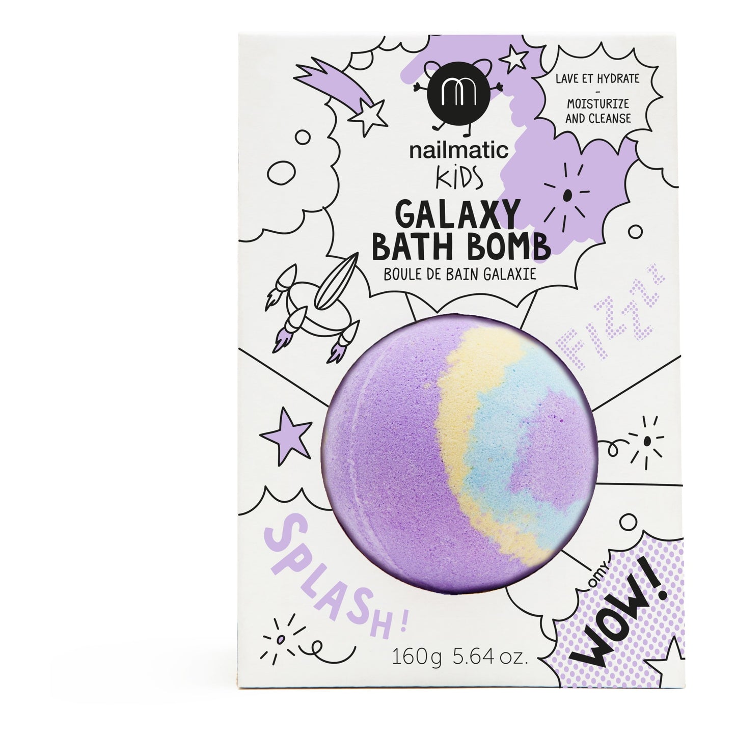 Nailmatic Badebombe Galaxy Pulsar lila blau gelb