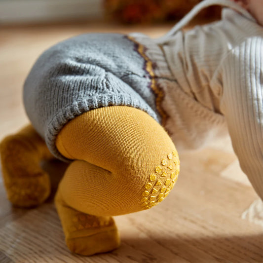 GoBabyGo Krabbelstrumpfhose Mustard, Baumwolle