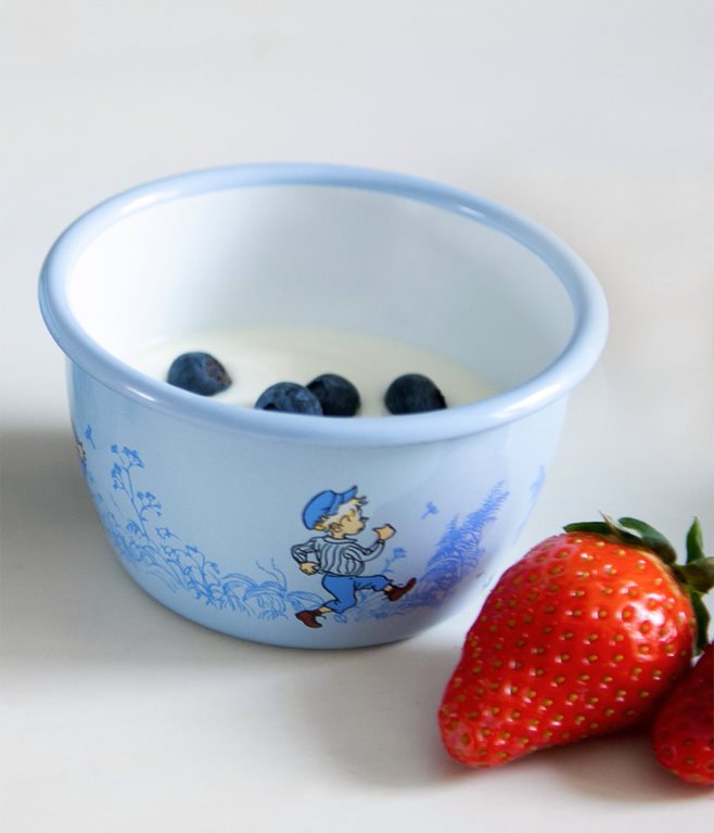 Muurla Schüssel Bowl, Emaille, Michel aus Lönneberga 3dl Emil blau
