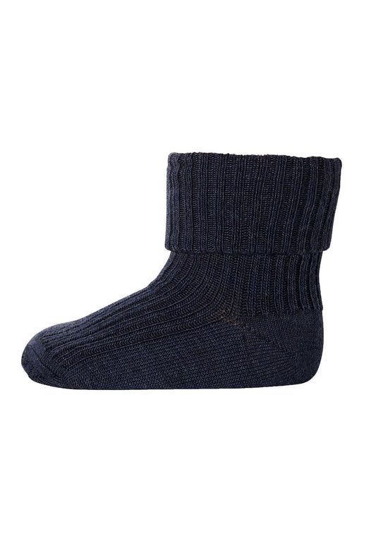 Mp Denmark Wool rib socks dark denim melange 718 498
