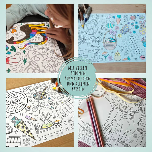Mal Mich Bunt, Platzsets zum Ausmalen,Schulanfang 12er Pack