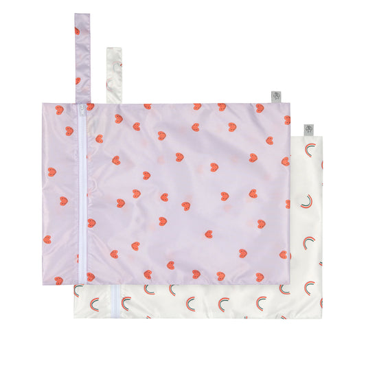 Lässig Wet-Bags, Nasstasche, 2er-Pack, Set, Happy Rascals Heart Lavender