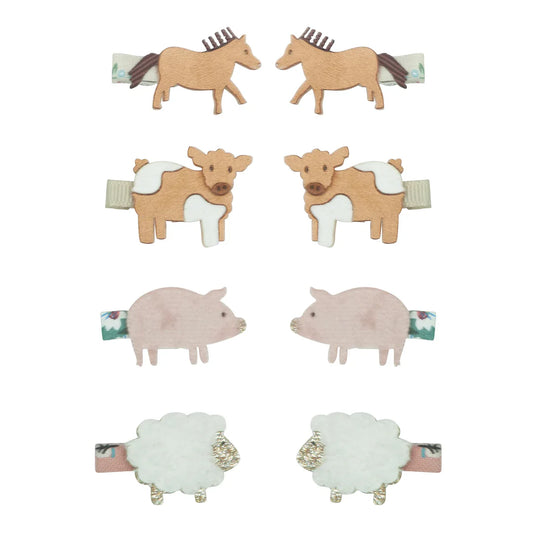 Mimi & Lula Bauernhof Farmtiere Kuh, Schwein, Pferd, Schaf, Haarclips, 6er Pack