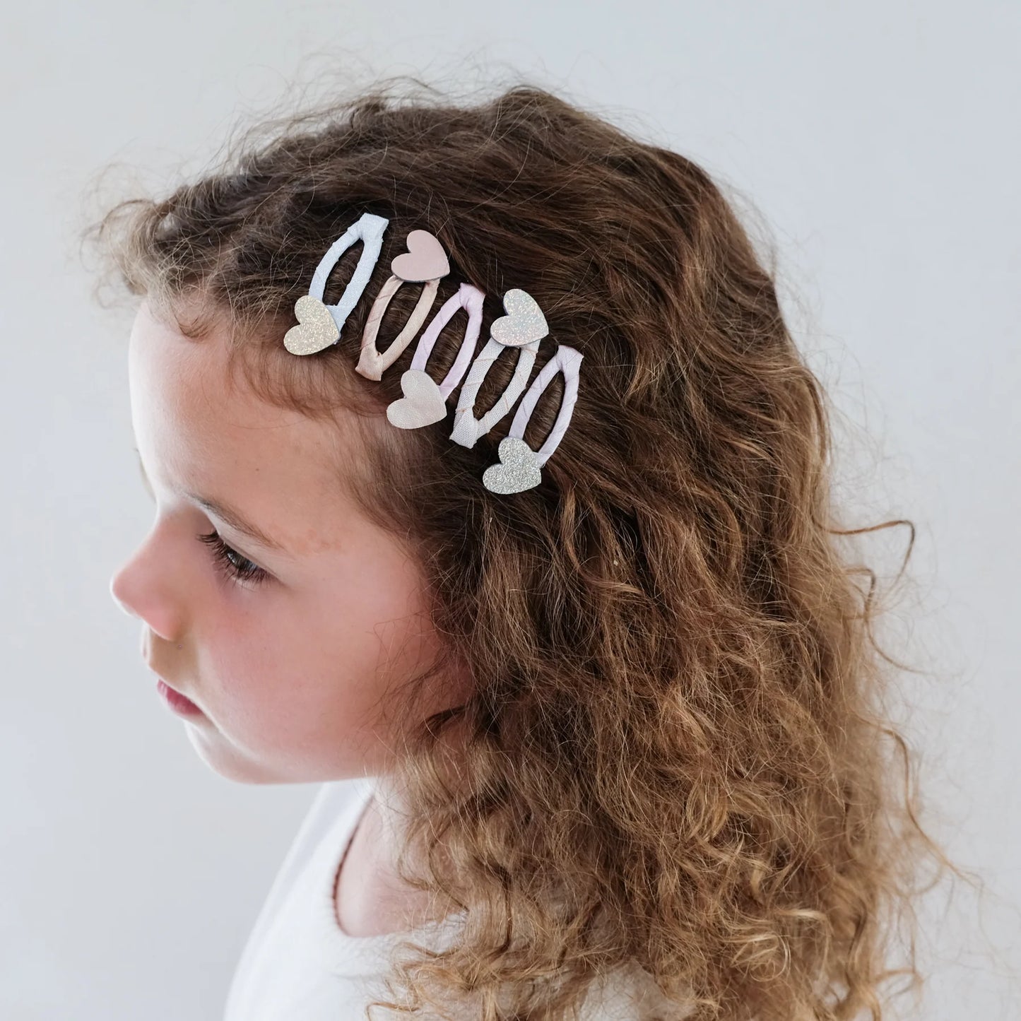 Mimi & Lula Mini Haarspangen, Herz, pastell mit Glitzer, 5er Pack- NEU
