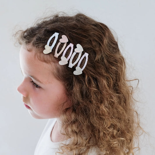Mimi & Lula Mini Haarspangen, Herz, pastell mit Glitzer, 5er Pack- NEU