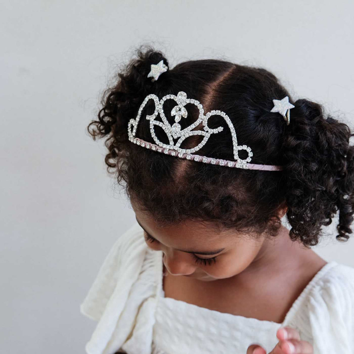 Mimi & Lula Krone Tiara Diadem Silber mit Glitzersteinchen