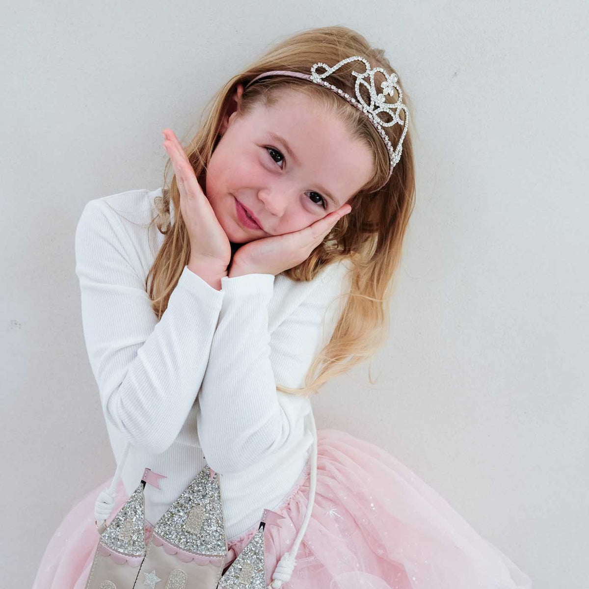 Mimi & Lula Krone Tiara Diadem Silber mit Glitzersteinchen