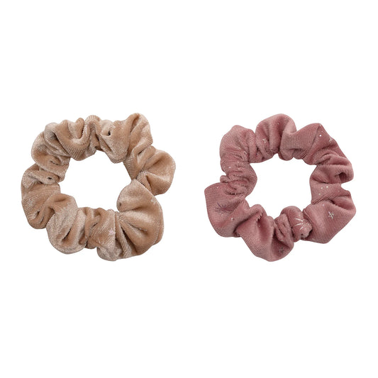 Mimi & Lula Scrunchies Haargummies, Velvet Starry, rosa beige Samt mit Sternen 2er Pack