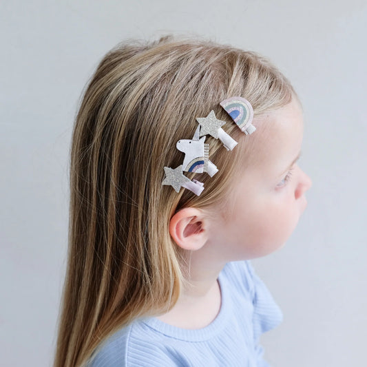 Mimi & Lula Haarclips Einhorn Regenbogen Sterne, 8er Pack