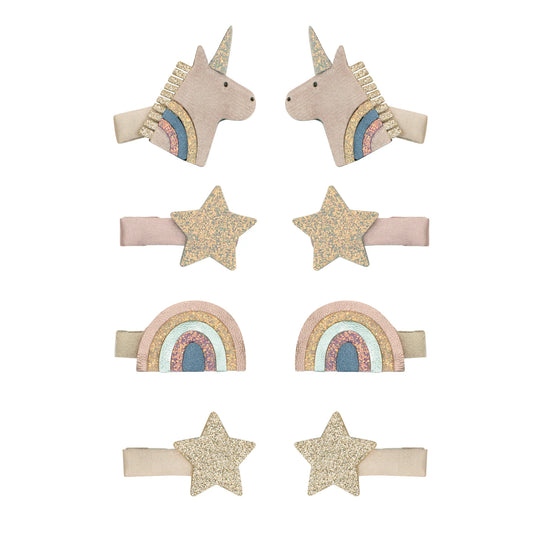 Mimi & Lula Haarclips Einhorn Regenbogen Sterne, 8er Pack