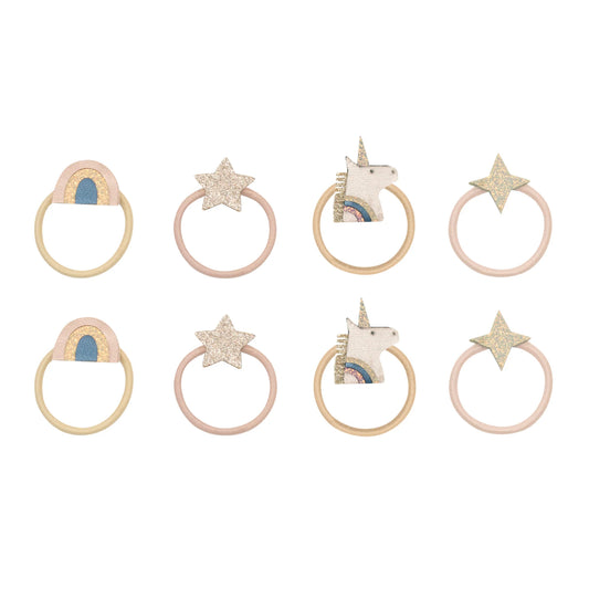 Mimi & Lula Haargummis Einhorn Regenbogen Sterne, 8er Pack