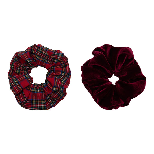 Mimi&Lula Scrunchies 2er-Pack, Weihnachten, kariert rot