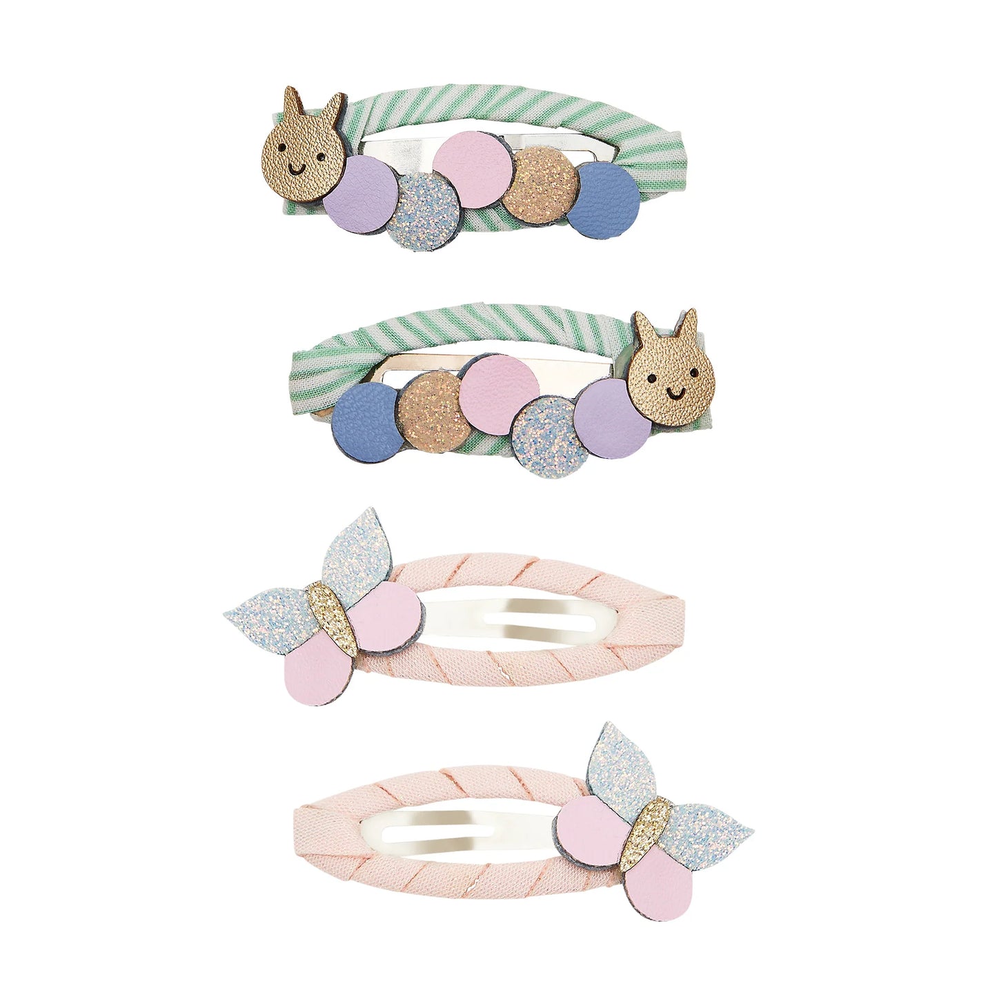 Mimi & Lula Haarspangen, Raupe Nimmersatt und Schmetterlinge, 4er Pack