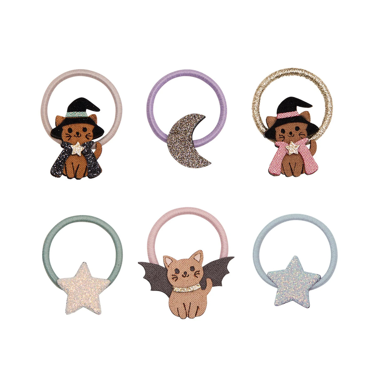 Mimi & Lula Halloween Mini Ties, Haargummies, Katzen, 6er Pack