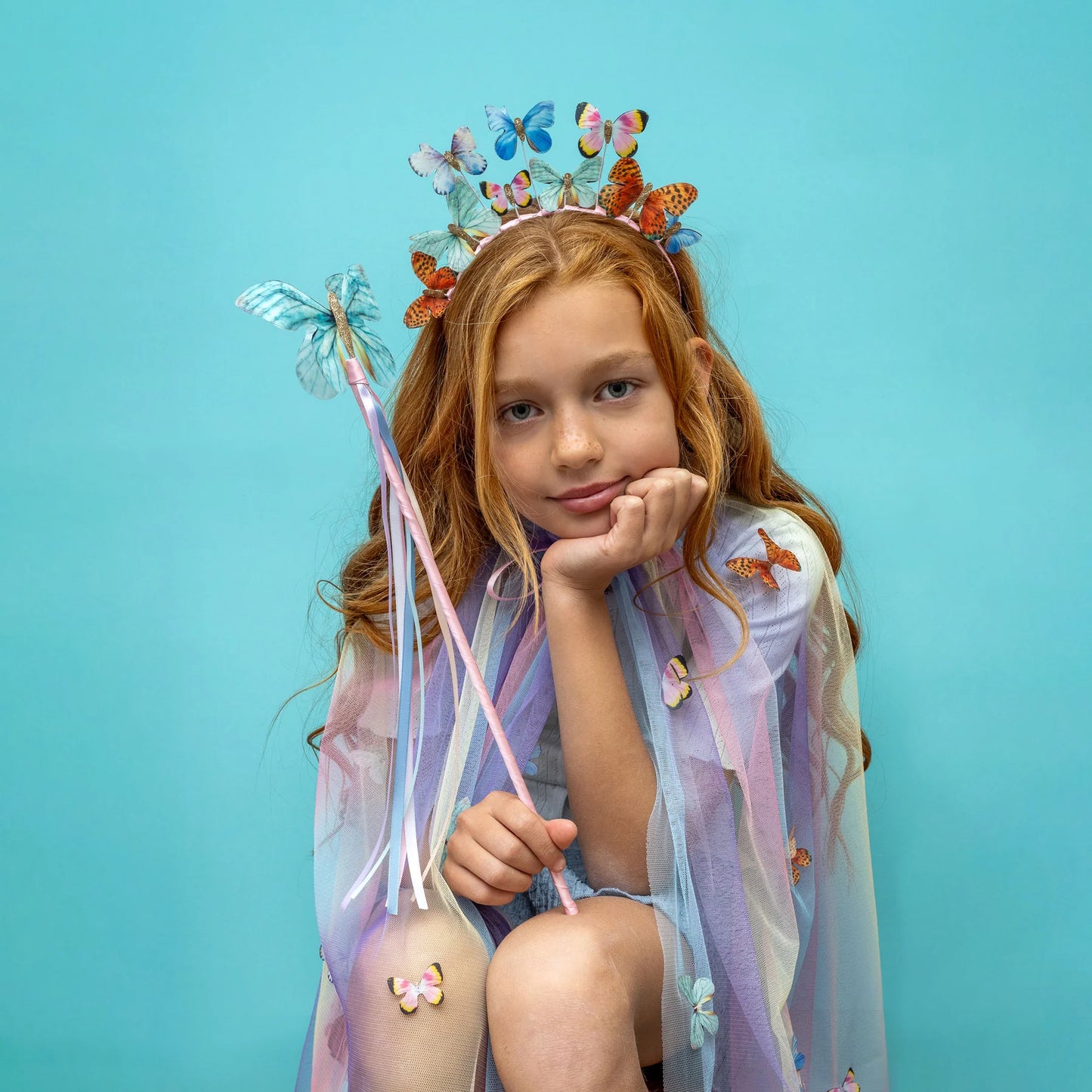 Mimi & Lula Cape Umhang pastell bunt mit Schmetterlingen