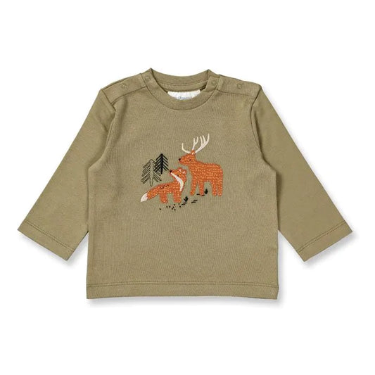 Sense Organics Elan Baby Shirt olive + Animals