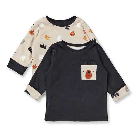 Sense Organics Felix Baby Wendeshirt Black+Bear/ Abstract shape