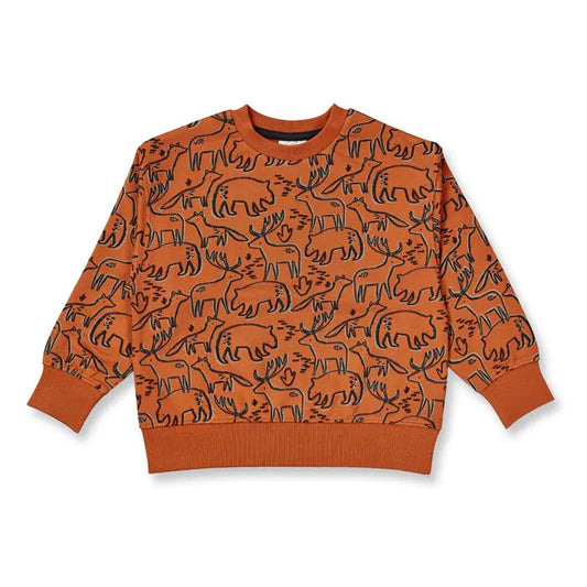 Sense Organics Dari Sweatshirt Outline Forest Animals orange