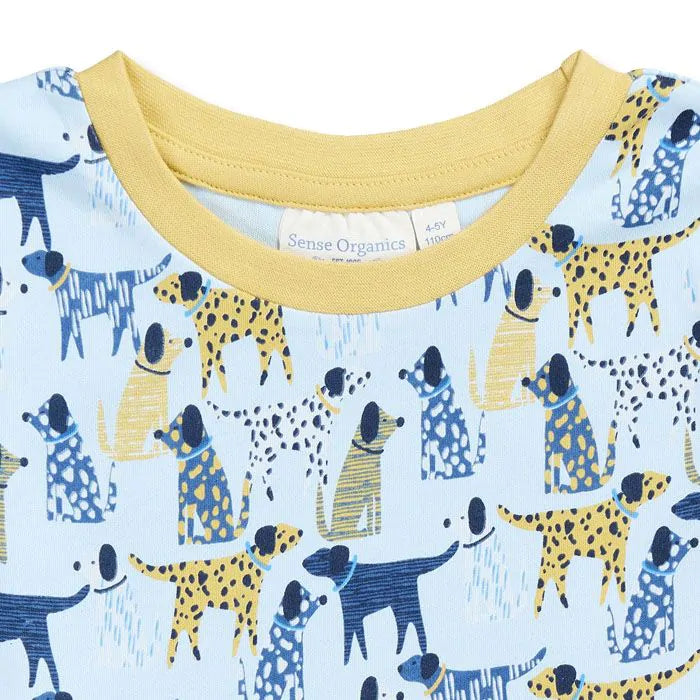 Sense Organics Schlafanzug Long John Retro Terry Pyjama retro dogs blau