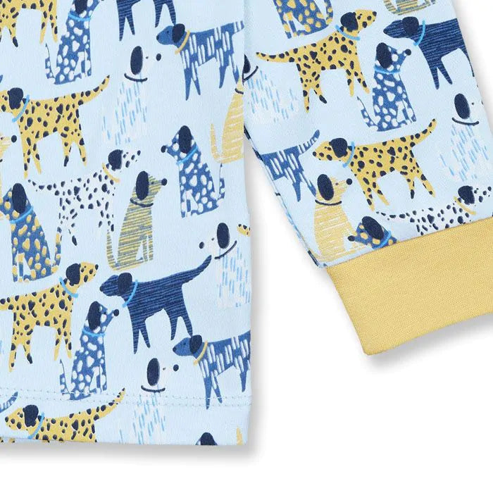 Sense Organics Schlafanzug Long John Retro Terry Pyjama retro dogs blau