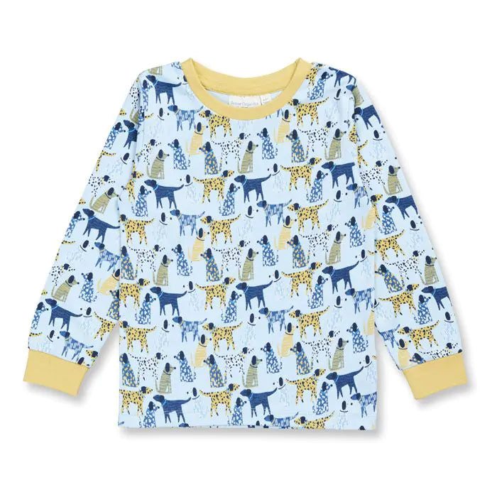 Sense Organics Schlafanzug Long John Retro Terry Pyjama retro dogs blau