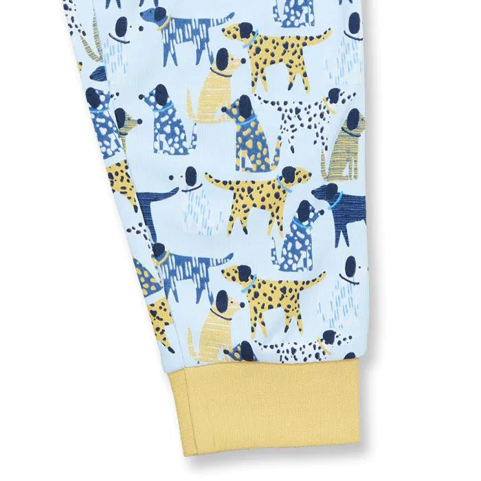 Sense Organics Schlafanzug Long John Retro Terry Pyjama retro dogs blau