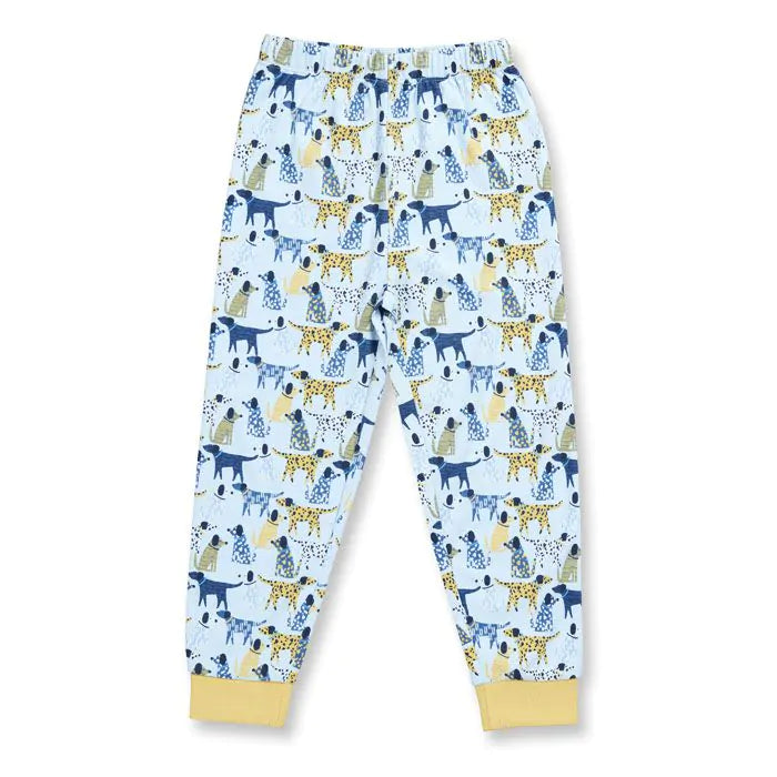 Sense Organics Schlafanzug Long John Retro Terry Pyjama retro dogs blau