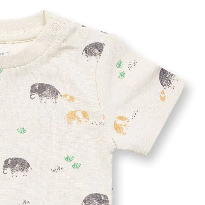 Sense Organics Varin Baby Body Shortsleeve Safari Animals Eggshell