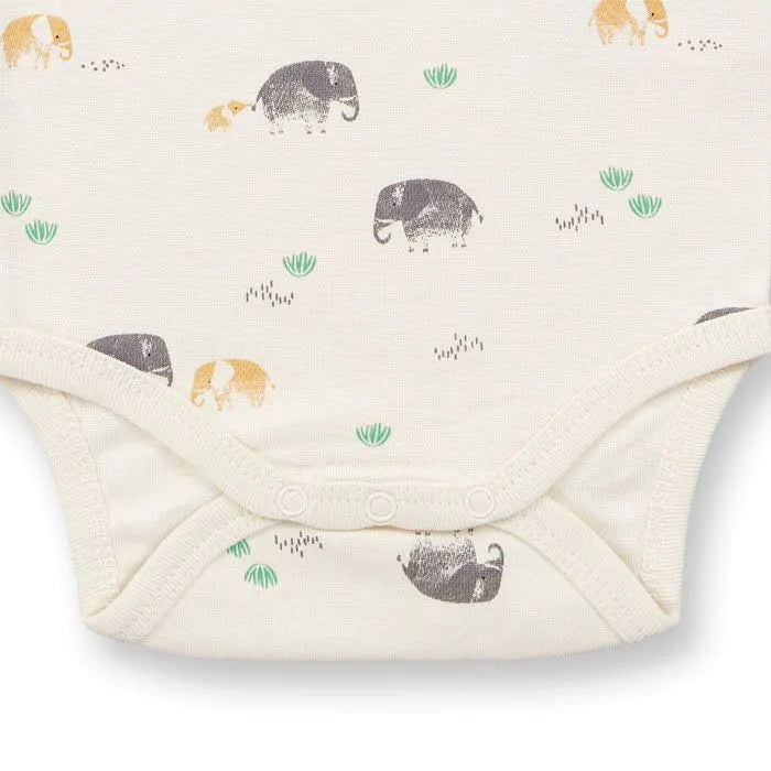 Sense Organics Varin Baby Body Shortsleeve Safari Animals Eggshell