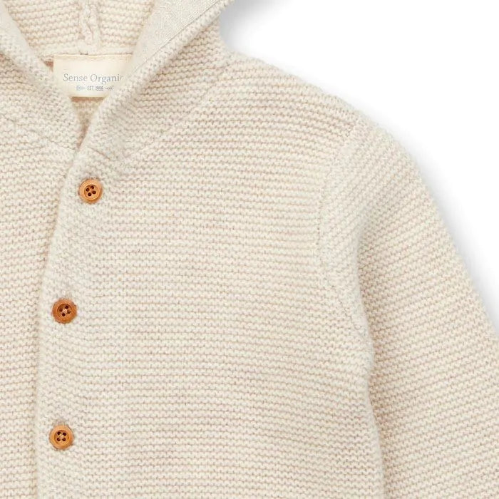 Sense Organics Kaipo Baby Knitted Cardigan, Strickjacke, oatmeal Picasso