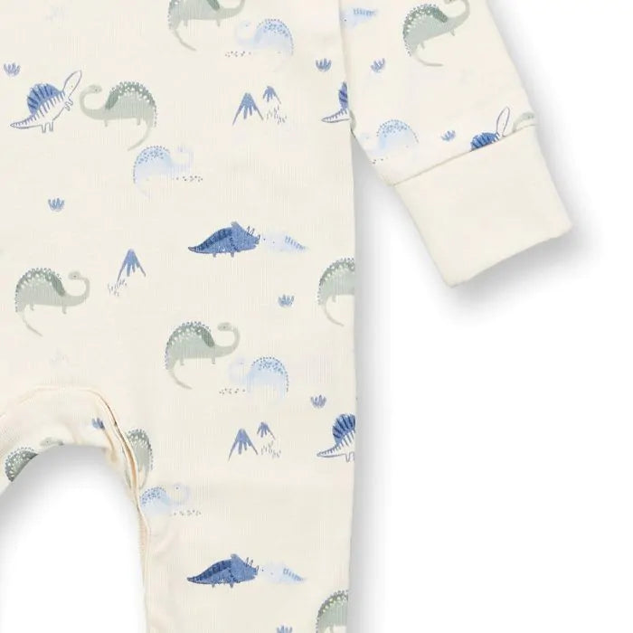 Sense Organics Tona Baby Romper Body, Dinos Offwhite